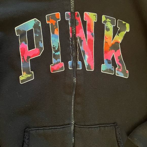 PINK by Victoria’s Secret full zip hooded jacket Sz medium Sherpa - Picture 2 of 6